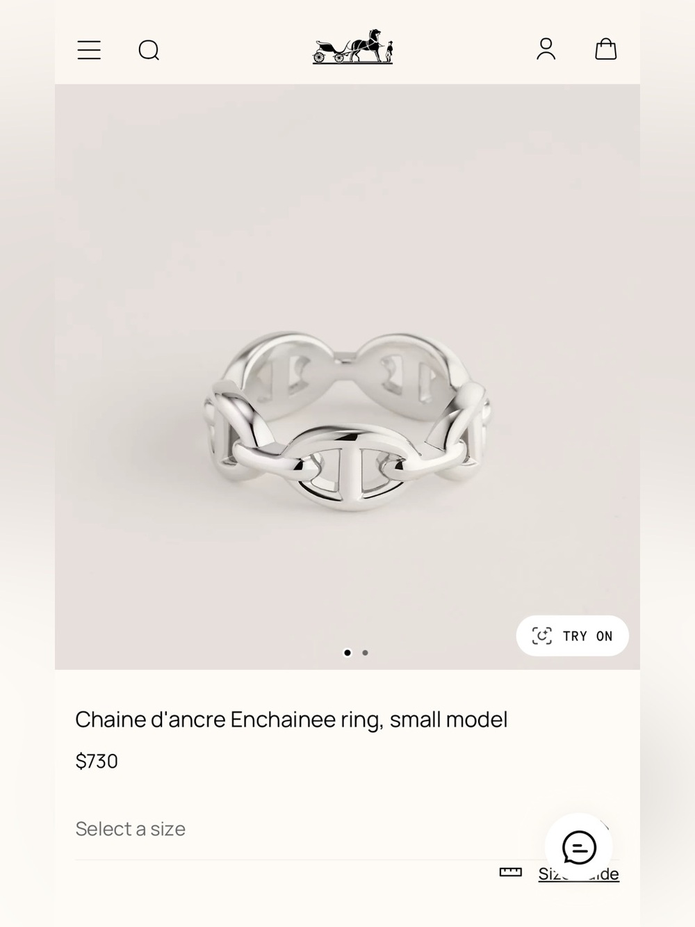 Hermes Chaîne d’ancre Enchaînée Silver Link Ring